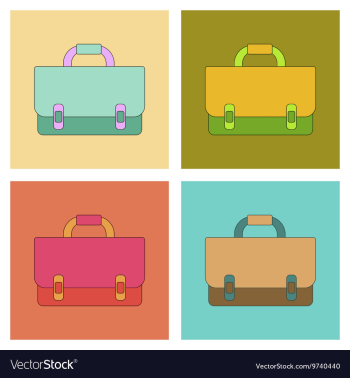 Assembly flat icons school bag backpack vector image Assembly flat icons school bag backpack vector image