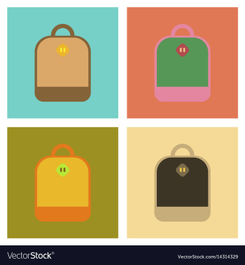 Assembly flat icons school bag vector image Assembly flat icons school bag vector image