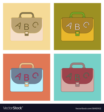 Assembly flat icons school bag vector image Assembly flat icons school bag vector image
