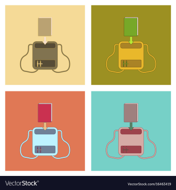 Assembly flat icons school bag vector image Assembly flat icons school bag vector image