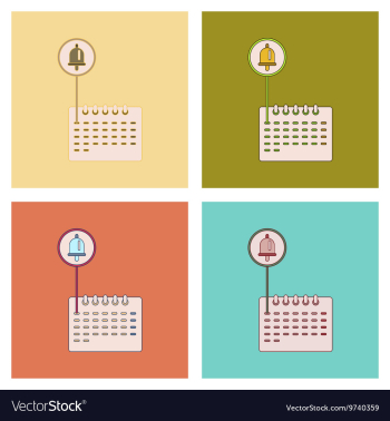 Assembly flat icons school calendar vector image Assembly flat icons school calendar vector image