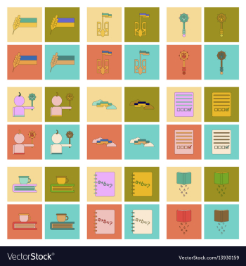 Assembly flat icons school lessons vector image Assembly flat icons school lessons vector image