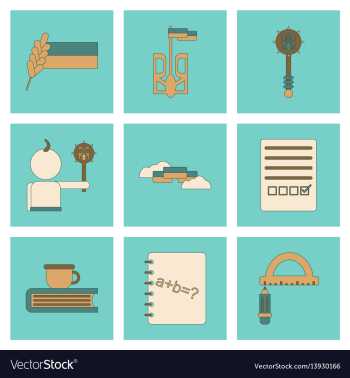 Assembly flat icons school lessons vector image Assembly flat icons school lessons vector image