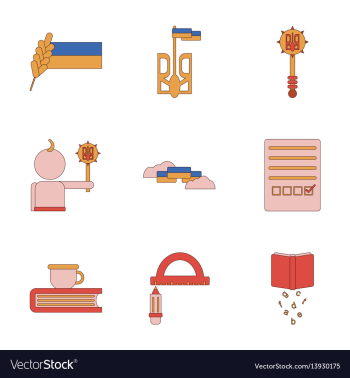 Assembly flat icons school lessons vector image Assembly flat icons school lessons vector image