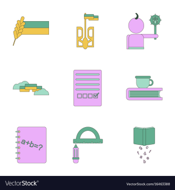 Assembly flat icons school lessons vector image Assembly flat icons school lessons vector image