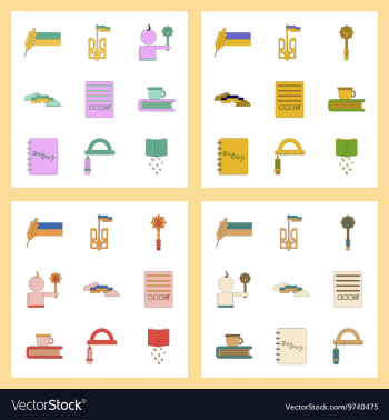 Assembly flat icons school lessons vector image Assembly flat icons school lessons vector image
