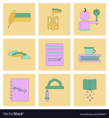 Assembly flat icons school lessons vector image Assembly flat icons school lessons vector image