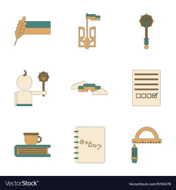 Assembly flat icons school lessons vector image Assembly flat icons school lessons vector image