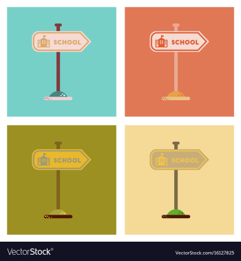 Assembly flat icons school sign vector image Assembly flat icons school sign vector image