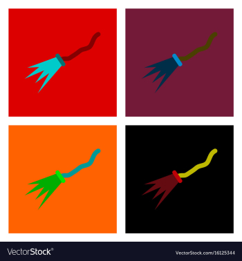 Assembly flat icons witchs broom vector image Assembly flat icons witchs broom vector image