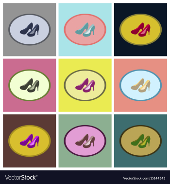 Assembly flat icons women high heel shoes vector image Assembly flat icons women high heel shoes vector image