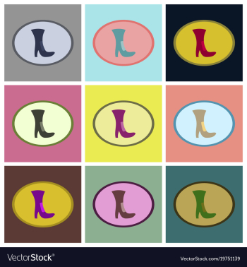 Assembly flat icons women high heel shoes vector image Assembly flat icons women high heel shoes vector image
