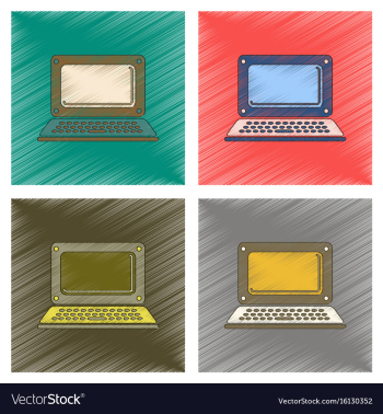 Assembly flat shading style icon laptop vector image Assembly flat shading style icon laptop vector image