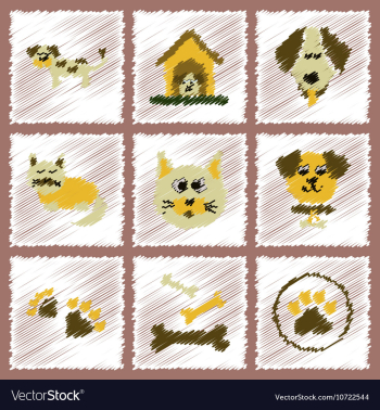 Assembly flat shading style icons dog cats pets vector image Assembly flat shading style icons dog cats pets vector image