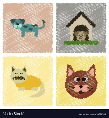Assembly flat shading style icons dog cats pets vector image Assembly flat shading style icons dog cats pets vector image