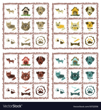 Assembly flat shading style icons dog cats pets vector image Assembly flat shading style icons dog cats pets vector image