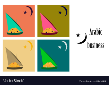 Assembly of flat icons on theme arabic business vector image