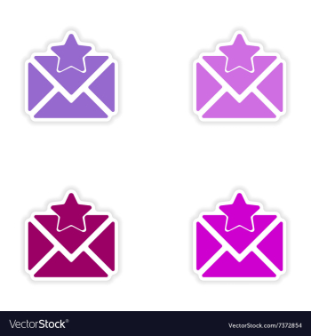 Assembly realistic sticker design on paper email vector image Assembly realistic sticker design on paper email vector image
