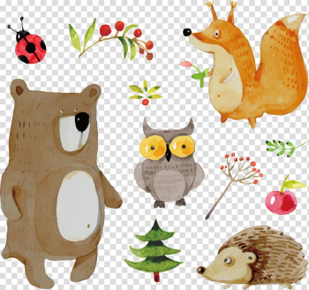 Assorted animals illustration, Animal Euclidean Icon, painted animals transparent background PNG clipart