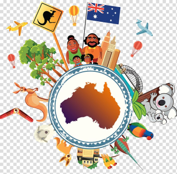 Assorted animals illustration, Australia illustration, Australian travel animal illustration transparent background PNG clipart