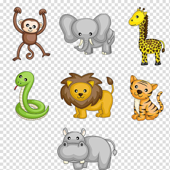 Assorted animals illustration, Cartoon Wildlife , Cute Animals transparent background PNG clipart