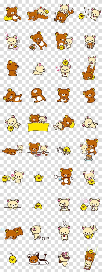 Assorted bears illustration, Rilakkuma Sticker LINE Imagineer Bear, line transparent background PNG clipart