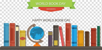 Assorted books illustration, Web banner, Books on bookshelves transparent background PNG clipart
