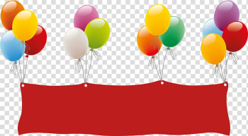 Assorted-color balloons and red banner illustration, Balloon, Colored balloons transparent background PNG clipart