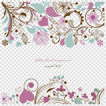 Assorted-color flowers graphic design frame, Flower Drawing, Hand painted pattern transparent background PNG clipart