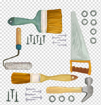 Assorted-color hand tool lot art, Tool Carpenter Painting Euclidean Sandpaper, watercolor painter tools transparent background PNG clipart