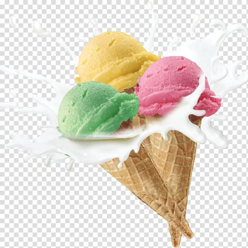 Assorted-color ice creams, Ice cream cone Smoothie Neapolitan ice cream, Tri-color ice cream transparent background PNG clipart