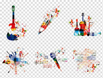 Assorted-color instrument painting, Music Graphic design , Abstract creative music element style wind transparent background PNG clipart