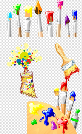 Assorted-color paint brush lot art, Watercolor paint brush strokes transparent background PNG clipart