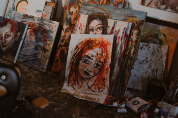 Assorted-color Painting Piled Up Assorted-color Painting Piled Up
