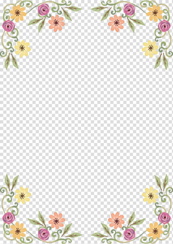 Assorted-color petaled flowers illustration, Wildflower Floral design, Border of wild flowers and rattan transparent background PNG clipart