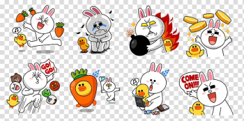 Assorted rabbit sticker illustration, LINE Bubble 2 LINE Bubble! Sticker Free Line, cartoon demarcation line transparent background PNG clipart