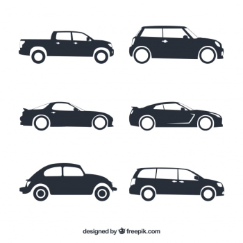 Assortment of fantastic car silhouettes Free Vector