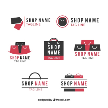 Assortment of flat logos for shops Assortment of flat logos for shops