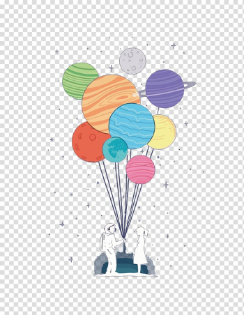Astronaut holding balloon art, Balloon Astronaut, astronauts romance transparent background PNG clipart