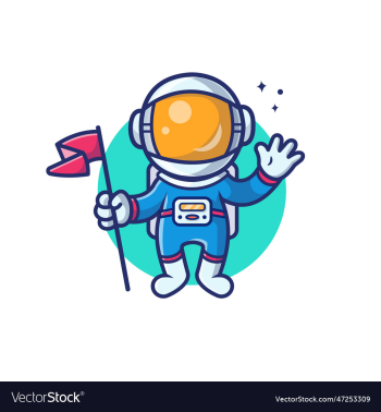 astronaut holding flag cartoon