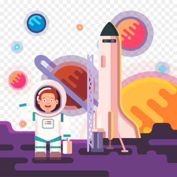 Astronaut Outer space Spacecraft Cartoon - Vector flat space material 