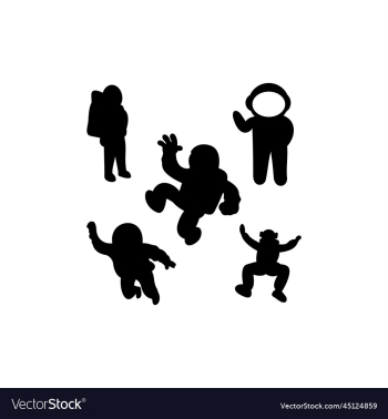 astronout set silhouette icon logo astronout set silhouette icon logo