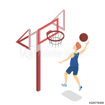 Athletic boy in a uniform play basketball