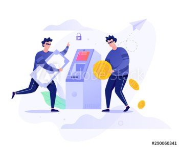 ATM robbery concept ATM robbery concept