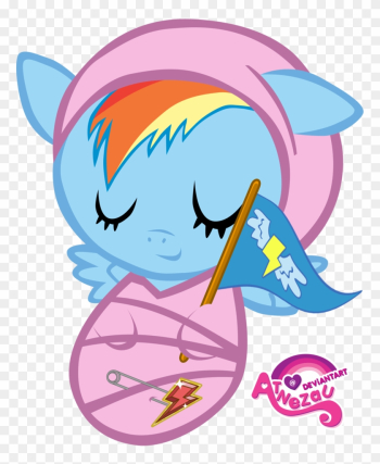 Atnezau, Baby, Baby Pony, Cute, Flag, Foal, Newborn, - Baby Rainbow Dash Newborn