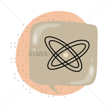 Atom structure in a speech bubble Atom structure in a speech bubble