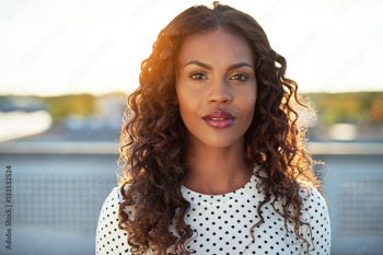 Attractive black woman looking at camera Attractive black woman looking at camera