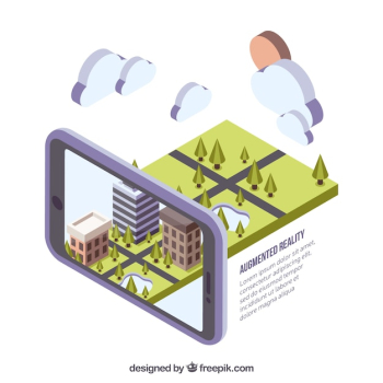 Augmented reality background in isometric style