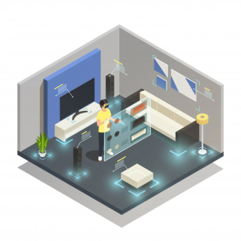 Augmented reality isometric composition Free Vector Augmented reality isometric composition Free Vector