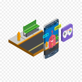 Augmented reality Isometric graphics in video games and pixel art Royalty-free Illustration - Color mobile games 